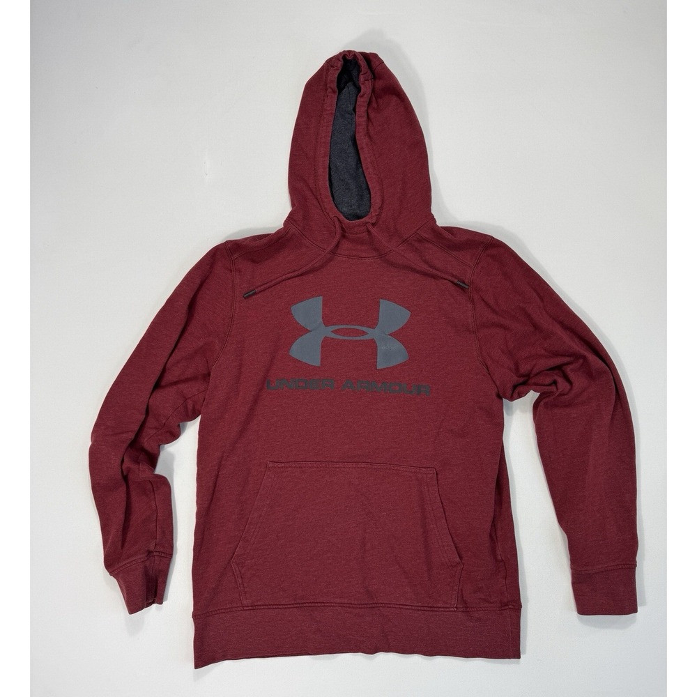 Under Armour Hoodie Men's Medium Logo Loose Red Active Sports Fleece Workout